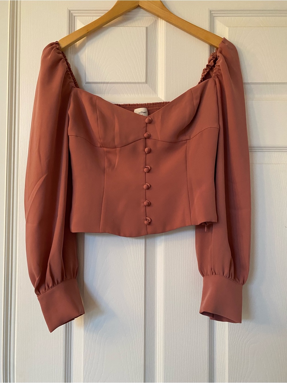Women's Pink Long-Sleeve Button Front Top